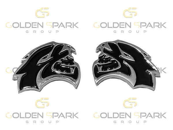 Dodge SRT Hellcat Fender Emblem- Chrome/Black Accessory LH & RH (Pair) (Driver & Passenger Side) (Universal) - Golden Spark Group