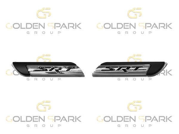 Dodge SRT Emblem Front Fender - Chrome/Black Accessory LH & RH (Pair) (Driver & Passenger Side) (Universal) - Golden Spark Group
