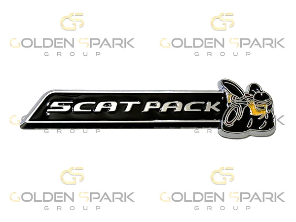 Dodge Scat Pack Letter Emblem - Chrome/Black/Yellow Accessory (Universal) - Golden Spark Group