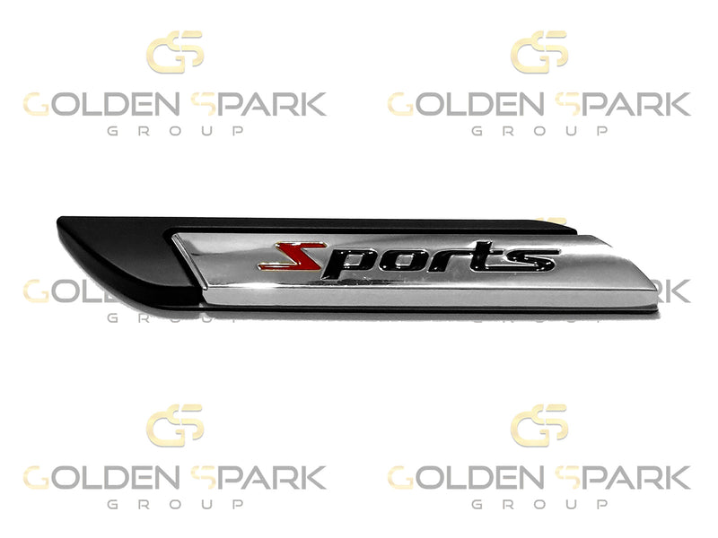 Sport Emblem Front Fender - Chrome/Black/Red Accessory LH & RH (Pair) (Driver & Passenger Side) (Universal) - Golden Spark Group