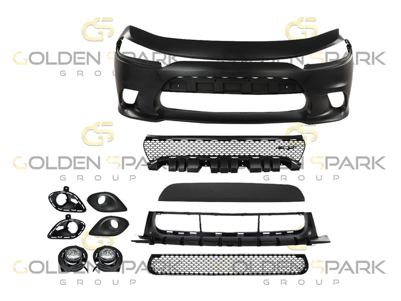 2015-2022 Dodge Charger Front Bumper COMPLETE Set WITH/Upper and Lower Grille - Golden Spark Group