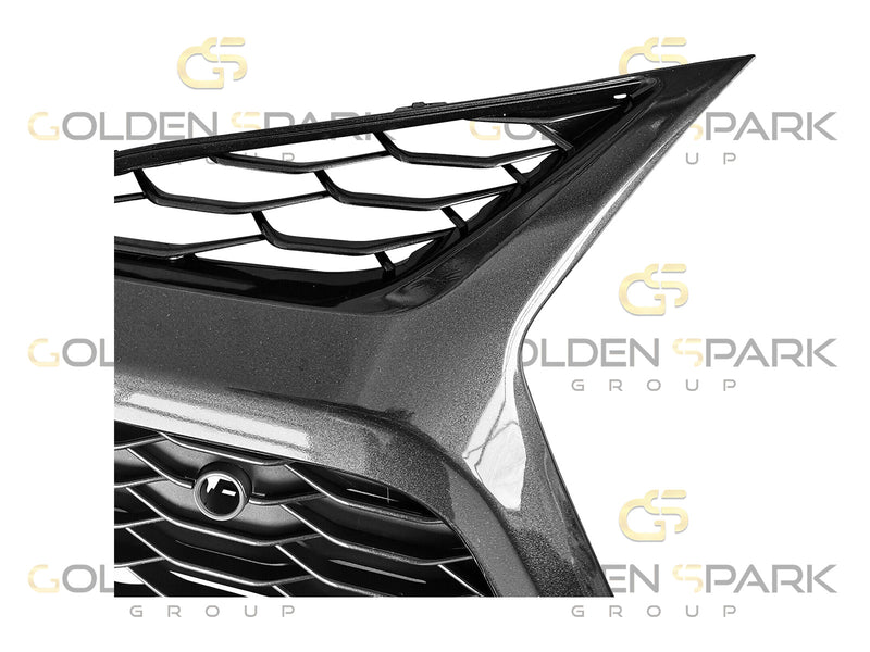 Front Lower Bumper Grille With Park Sensor Holes – Fits 2021-2022 Toyota Camry SE & XSE (Gloss Black, Honeycomb)